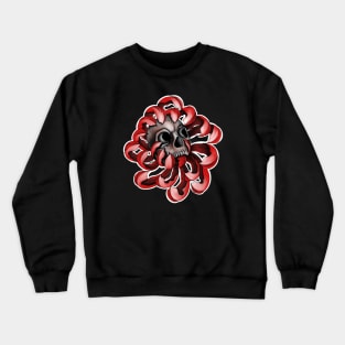 Scull in Red Flower Crewneck Sweatshirt